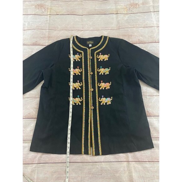 Vintage Bob Mackie Elephant Embroidered Werable Art Button Front Evening Jacket - Picture 3 of 13